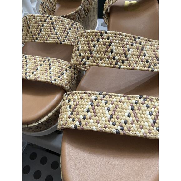 R2 Cork Platform Wedge Sandals Elastic Ankle Straps Open Toe Beige Size US 9.5 - Picture 10 of 10